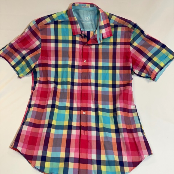 Bugatchi Red Flannel Pattern Button Down - Picture 1 of 5